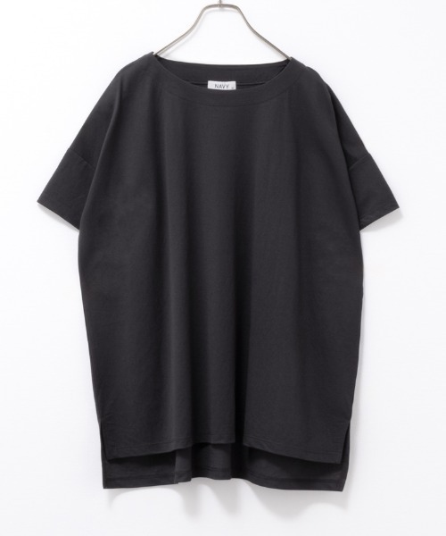 NAVY(ネイビー)の「NAVY サラリ冷感 制菌加工 オーバーサイズ裾スリットTシャツ(Tシャツ/カットソー・レディース・オリーブ/ブラック/チャコールグレー/オフホワイト・M/L)」の15枚目の写真