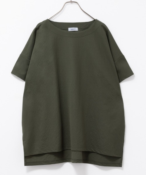 NAVY(ネイビー)の「NAVY サラリ冷感 制菌加工 オーバーサイズ裾スリットTシャツ(Tシャツ/カットソー・レディース・オリーブ/ブラック/チャコールグレー/オフホワイト・M/L)」の10枚目の写真