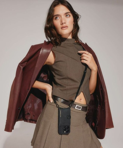 BANDOLIER（バンドリヤー）の「【BANDOLIER】MILA MAGSAFE PEWTER / TAN 【iPhone14/15