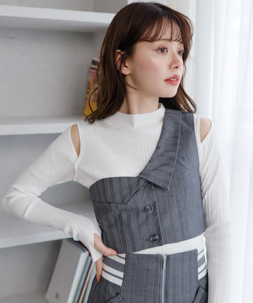 LADYMADE(レディメイド)の「アシンメトリーカラーワンショルビスチェ(ベスト・レディース・黄緑系/ブラック/その他1・FREE)」の6枚目の写真