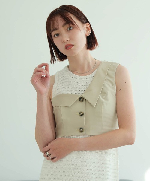 アシンメトリーカラーワンショルビスチェ（ベスト）｜LADYMADE（レディ