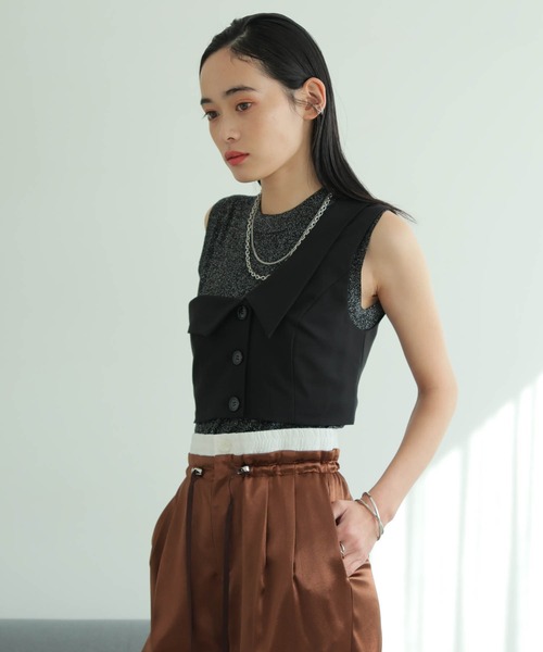 LADYMADE(レディメイド)の「アシンメトリーカラーワンショルビスチェ(ベスト・レディース・黄緑系/ブラック/その他1・FREE)」の12枚目の写真