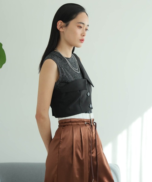 LADYMADE(レディメイド)の「アシンメトリーカラーワンショルビスチェ(ベスト・レディース・黄緑系/ブラック/その他1・FREE)」の10枚目の写真