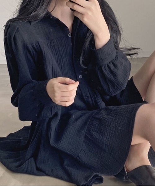 MAISON DE THERESE（メゾン ド テレーズ）の「バブルスリーブショート丈ワンピース（ワンピース・レディース・ブラック/ベージュ・S/M）」の2枚目の写真