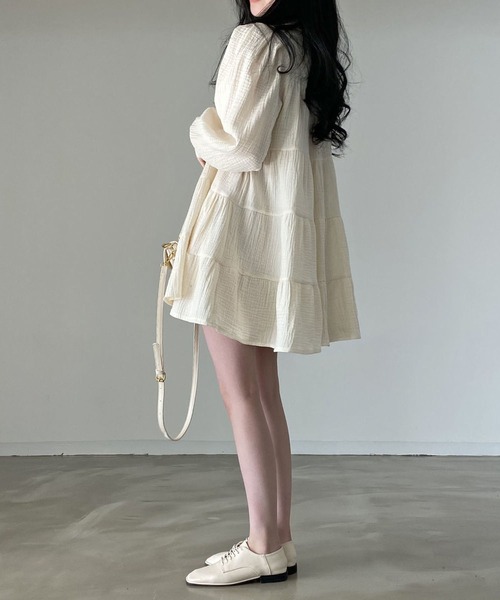 MAISON DE THERESE（メゾン ド テレーズ）の「バブルスリーブショート丈ワンピース（ワンピース・レディース・ブラック/ベージュ・S/M）」の7枚目の写真