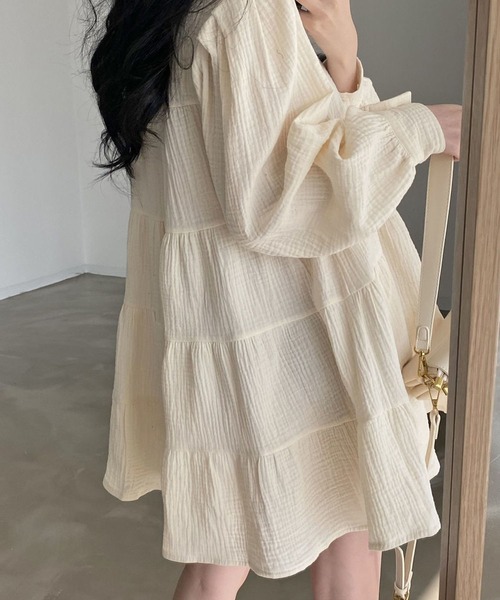 MAISON DE THERESE（メゾン ド テレーズ）の「バブルスリーブショート丈ワンピース（ワンピース・レディース・ブラック/ベージュ・S/M）」の5枚目の写真