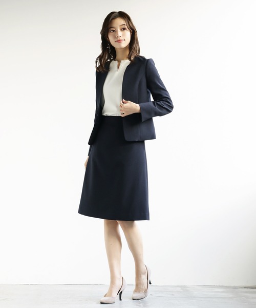 WHITE JOOLA（ホワイトジョーラ）の「オフィスもフォーマルも軽キレイスカート！【洗濯機で洗える！ストレッチ！シワになりにくい】杢調2WAY・Aラインスカート（スーツスカート・レディース・オフホワイト/ネイビー/ライトベージュ・S/M/L）」の13枚目の写真