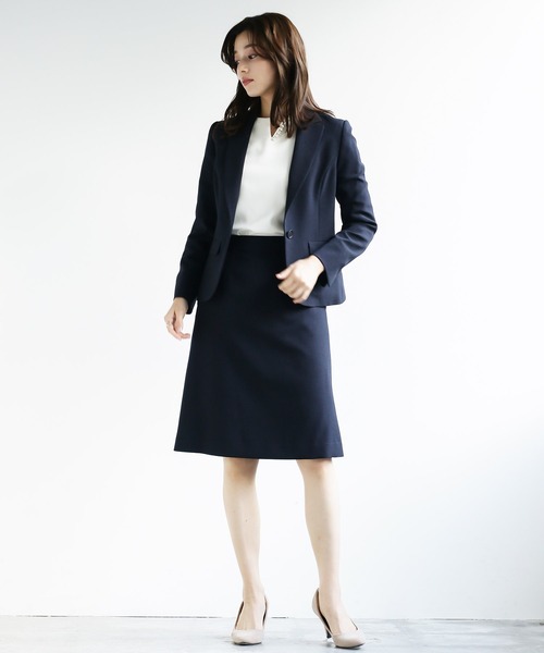 WHITE JOOLA（ホワイトジョーラ）の「オフィスもフォーマルも軽キレイスカート！【洗濯機で洗える！ストレッチ！シワになりにくい】杢調2WAY・Aラインスカート（スーツスカート・レディース・オフホワイト/ネイビー/ライトベージュ・S/M/L）」の18枚目の写真