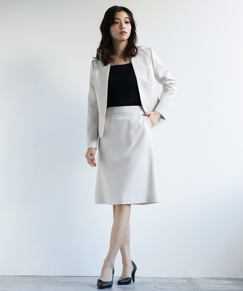WHITE JOOLA（ホワイトジョーラ）の「オフィスもフォーマルも軽キレイスカート！【洗濯機で洗える！ストレッチ！シワになりにくい】杢調2WAY・Aラインスカート（スーツスカート・レディース・オフホワイト/ネイビー/ライトベージュ・S/M/L）」の14枚目の写真
