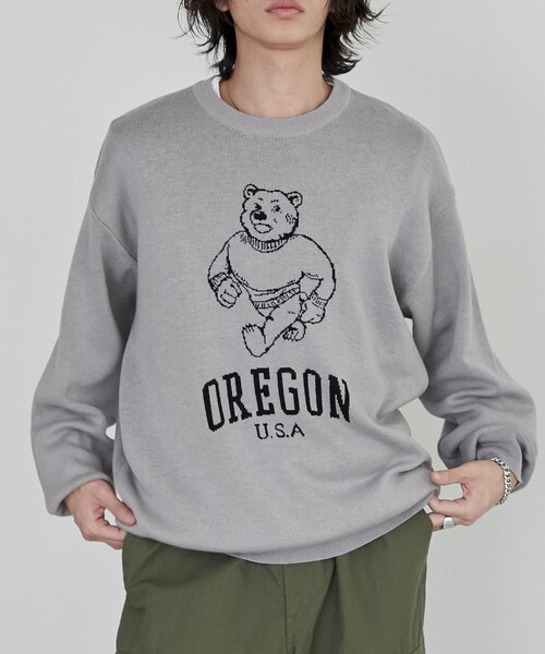 coen(コーエン)の「ロゴジャガードニットプルオーバー(ニット/セーター・メンズ・グレー/ネイビー/ブラック/ロイヤルブルー・L/M)」の2枚目の写真