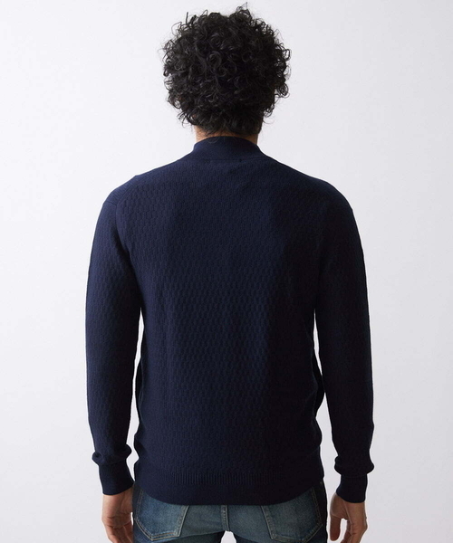 MICHEL KLEIN HOMME   （ミッシェルクランオム）の「矢羽ニットZIPアップカーディガン（カーディガン/ボレロ・メンズ・ネイビー/オフホワイト・MEDIUM/LARGE/X-LARGE）」の7枚目の写真