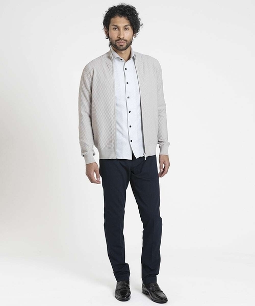 MICHEL KLEIN HOMME   （ミッシェルクランオム）の「矢羽ニットZIPアップカーディガン（カーディガン/ボレロ・メンズ・ネイビー/オフホワイト・MEDIUM/LARGE/X-LARGE）」の14枚目の写真