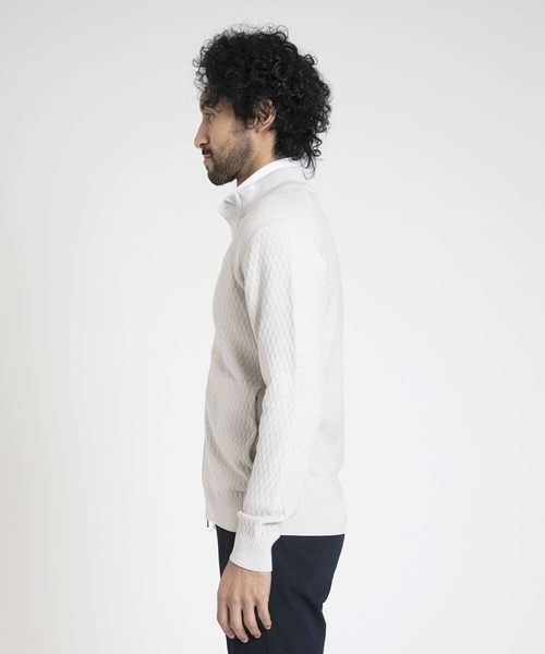 MICHEL KLEIN HOMME   （ミッシェルクランオム）の「矢羽ニットZIPアップカーディガン（カーディガン/ボレロ・メンズ・ネイビー/オフホワイト・MEDIUM/LARGE/X-LARGE）」の16枚目の写真