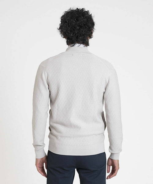 MICHEL KLEIN HOMME   （ミッシェルクランオム）の「矢羽ニットZIPアップカーディガン（カーディガン/ボレロ・メンズ・ネイビー/オフホワイト・MEDIUM/LARGE/X-LARGE）」の17枚目の写真