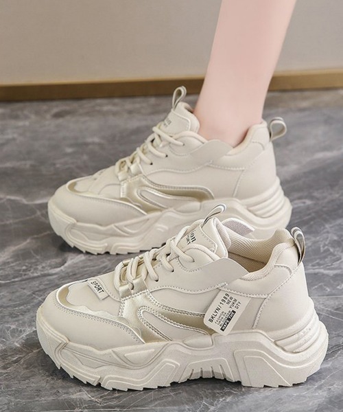 Miniministore(ミニミニストア)の「ダッドスニーカー 厚底 レディース 美脚(スニーカー・レディース・ブラック/ホワイト/ベージュ・24.0cm/24.5cm/22.5cm/23.0cm/23.5cm)」の10枚目の写真