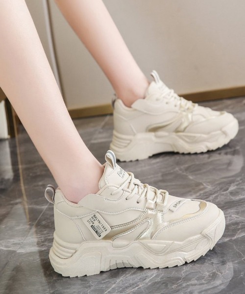 Miniministore(ミニミニストア)の「ダッドスニーカー 厚底 レディース 美脚(スニーカー・レディース・ブラック/ホワイト/ベージュ・24.0cm/24.5cm/22.5cm/23.0cm/23.5cm)」の12枚目の写真