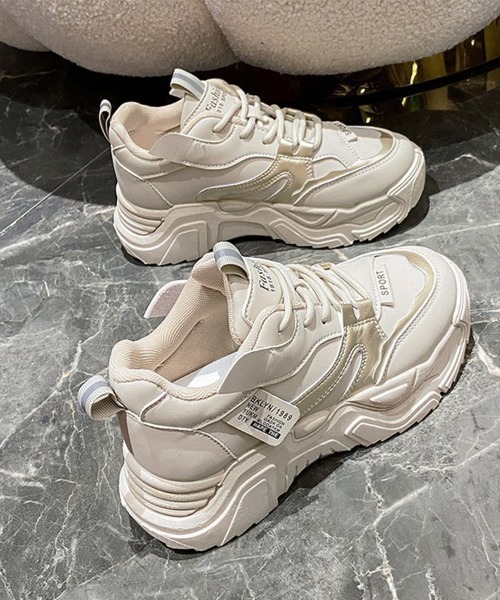 Miniministore(ミニミニストア)の「ダッドスニーカー 厚底 レディース 美脚(スニーカー・レディース・ブラック/ホワイト/ベージュ・24.0cm/24.5cm/22.5cm/23.0cm/23.5cm)」の20枚目の写真
