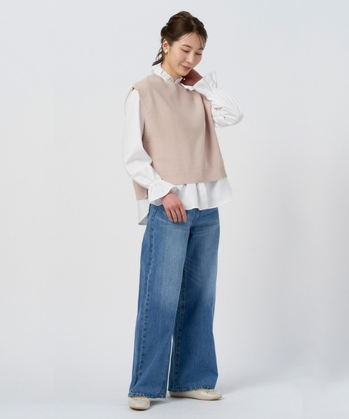 Pitta Re:)（ピッタリ）の「クルーネックニットベスト（ベスト・レディース・ピンクベージュ/ライム・M/L/LL）」の5枚目の写真