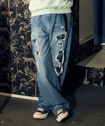 ADAMPATEK/clash looose denim/クラッシュルーズデニムパンツ