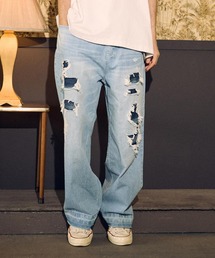 ADAMPATEK/clash looose denim/クラッシュルーズデニムパンツ