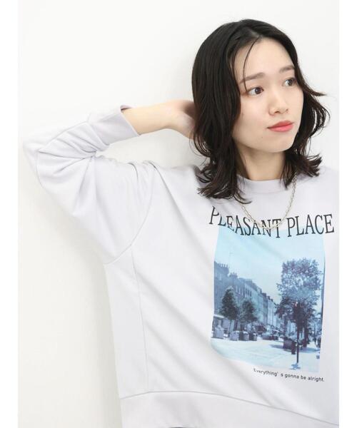 Samansa Mos2 blue（サマンサモスモスブルー）の「裏毛フォトプリントコクーンプルオーバー（Tシャツ/カットソー・レディース・シルバーグレー/ライトベージュ/オフホワイト・F）」の3枚目の写真