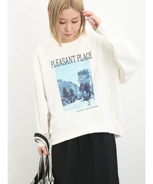 Samansa Mos2 blue（サマンサモスモスブルー）の「裏毛フォトプリントコクーンプルオーバー（Tシャツ/カットソー・レディース・シルバーグレー/ライトベージュ/オフホワイト・F）」の7枚目の写真