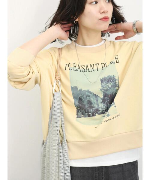 Samansa Mos2 blue（サマンサモスモスブルー）の「裏毛フォトプリントコクーンプルオーバー（Tシャツ/カットソー・レディース・シルバーグレー/ライトベージュ/オフホワイト・F）」の10枚目の写真