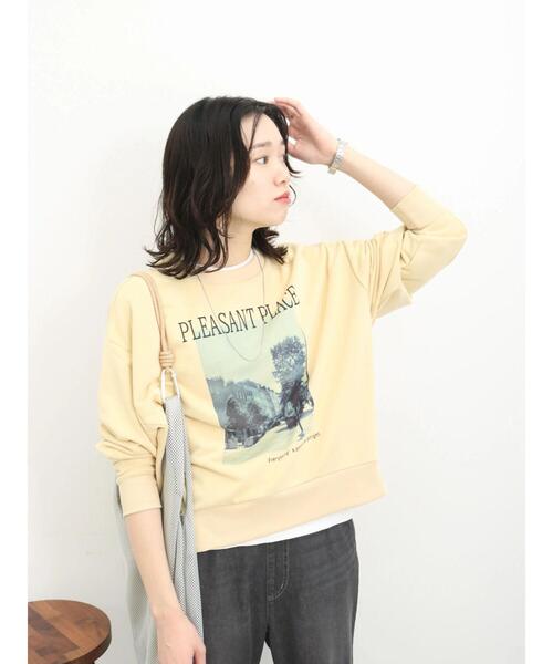 Samansa Mos2 blue（サマンサモスモスブルー）の「裏毛フォトプリントコクーンプルオーバー（Tシャツ/カットソー・レディース・シルバーグレー/ライトベージュ/オフホワイト・F）」の11枚目の写真