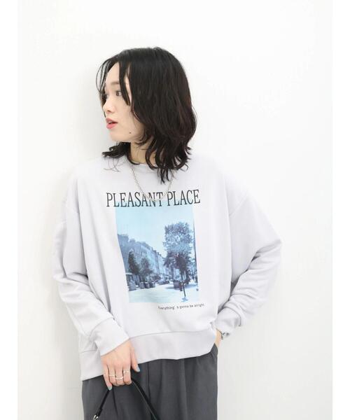 Samansa Mos2 blue（サマンサモスモスブルー）の「裏毛フォトプリントコクーンプルオーバー（Tシャツ/カットソー・レディース・シルバーグレー/ライトベージュ/オフホワイト・F）」の15枚目の写真