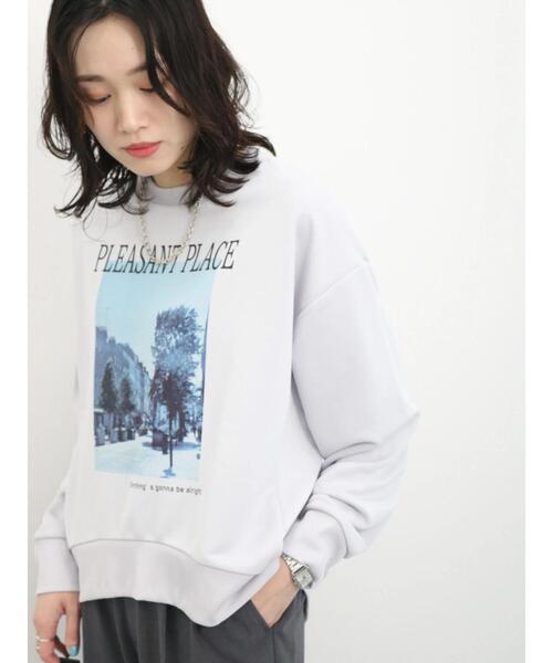 Samansa Mos2 blue（サマンサモスモスブルー）の「裏毛フォトプリントコクーンプルオーバー（Tシャツ/カットソー・レディース・シルバーグレー/ライトベージュ/オフホワイト・F）」の16枚目の写真