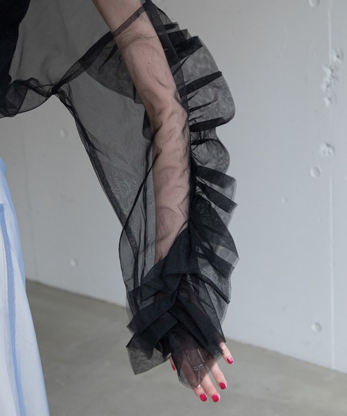 袖フリルチュールシアートップス（Tシャツ/カットソー）｜VACANCY