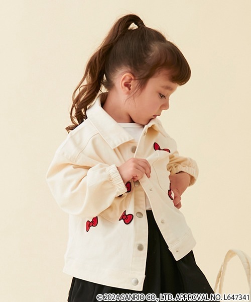 petit main（プティマイン）の「【サンリオキャラクターズ】リボンシャツジャケット（デニムジャケット・キッズ・アイボリー/ブルー・S/M/L）」の6枚目の写真