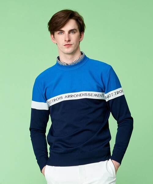 MEN】【ウォッシャブル】ロゴライン カラーニット 美品✨23区GOLF