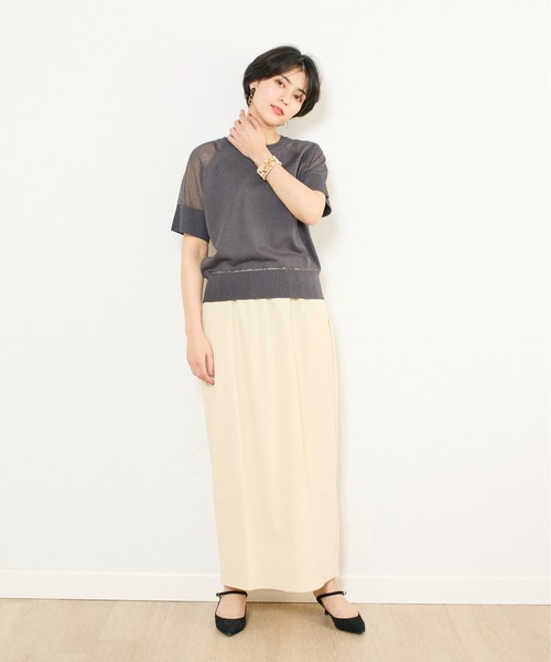 INED CLARO（イネドクラロ）の「【UVカット】シアーメッシュラグランスリーブニット（ニット/セーター・レディース・ブルー/アイボリー/チャコールグレー・フリー）」の13枚目の写真