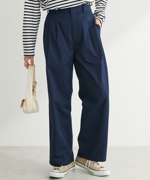 Green　Parks（グリーンパークス）の「ツータックチノパンツ（チノパンツ・レディース・アイボリー/ベージュ/ダークネイビー・FREE）」の3枚目の写真