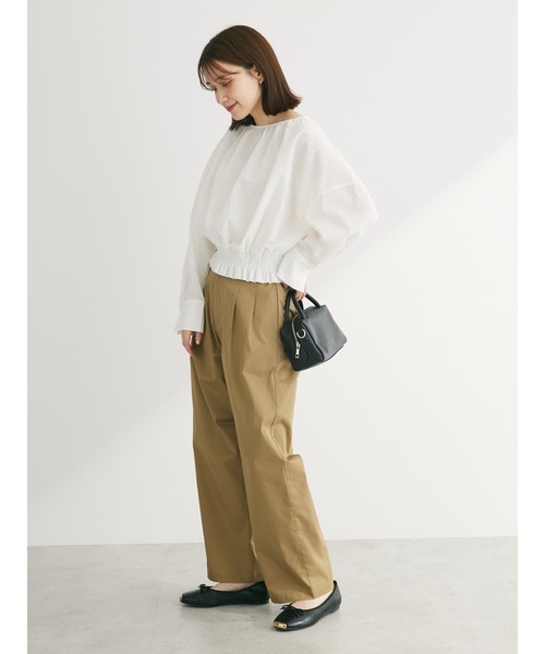 Green　Parks（グリーンパークス）の「ツータックチノパンツ（チノパンツ・レディース・アイボリー/ベージュ/ダークネイビー・FREE）」の10枚目の写真