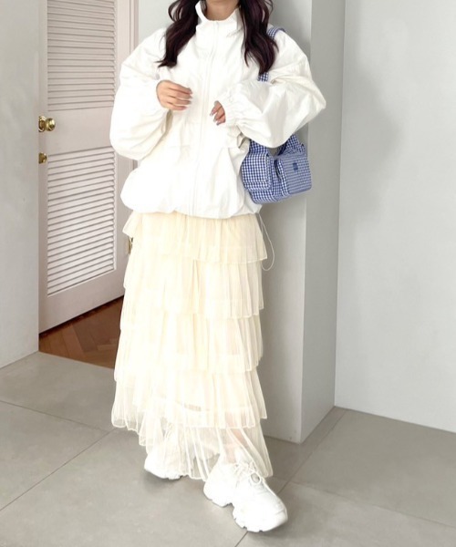 OLIVE des OLIVE（オリーブデオリーブ）の「チュールプリーツフリルティアードスカート　1041010140（スカート・レディース・ブラック/アイボリー・FREE）」の12枚目の写真
