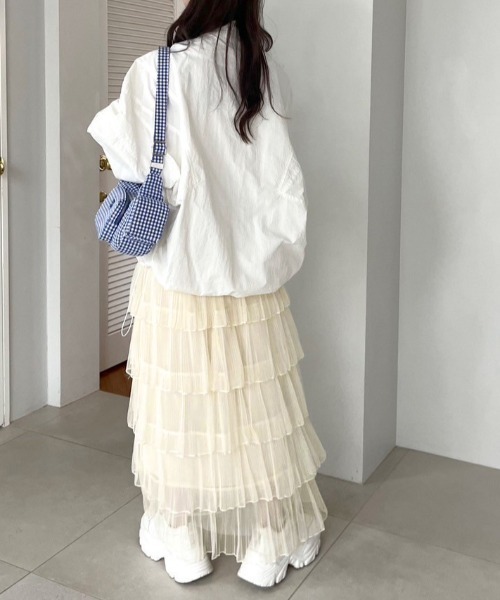 OLIVE des OLIVE（オリーブデオリーブ）の「チュールプリーツフリルティアードスカート　1041010140（スカート・レディース・ブラック/アイボリー・FREE）」の14枚目の写真