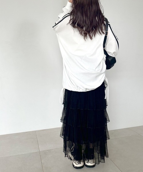 OLIVE des OLIVE（オリーブデオリーブ）の「チュールプリーツフリルティアードスカート　1041010140（スカート・レディース・ブラック/アイボリー・FREE）」の10枚目の写真