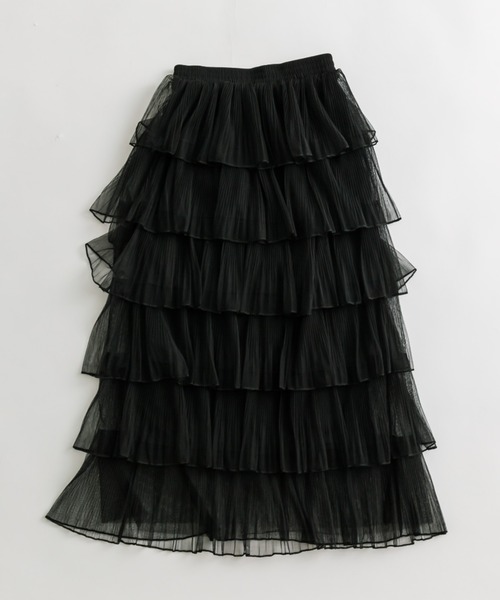 OLIVE des OLIVE（オリーブデオリーブ）の「チュールプリーツフリルティアードスカート　1041010140（スカート・レディース・ブラック/アイボリー・FREE）」の21枚目の写真