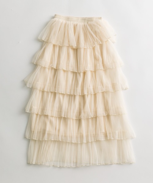 OLIVE des OLIVE（オリーブデオリーブ）の「チュールプリーツフリルティアードスカート　1041010140（スカート・レディース・ブラック/アイボリー・FREE）」の20枚目の写真