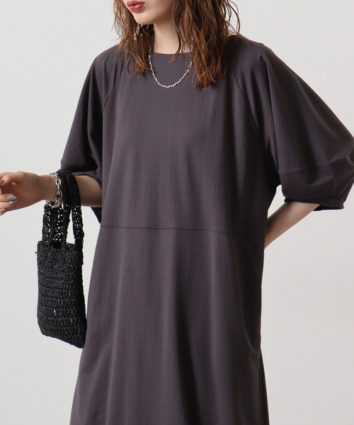 hunch（ハンチ）の「hunch コクーンスリーブワンピース（ワンピース・レディース・ブラック/チャコール/グリーン・FREE）」の3枚目の写真