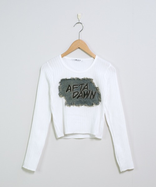 shopnikoniko(ショップニコニコ)の「デニムパッチ ショート丈 リブニットトップス クロップド丈(ニット/セーター・レディース・ホワイト/ホワイト系その他/ブラック系その他/ブラック・フリー)」の21枚目の写真