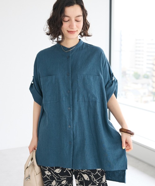 CRAFT STANDARD BOUTIQUE(クラフトスタンダードブティック)の「【キナリノ別注】リネンレーヨンWポケットシャツ(シャツ/ブラウス・レディース・アイボリー/ブラック/チャコールグレー/ネイビー・FREE)」の4枚目の写真