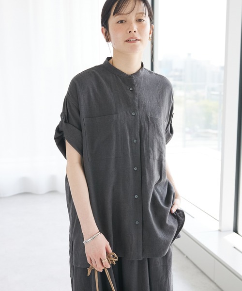 CRAFT STANDARD BOUTIQUE(クラフトスタンダードブティック)の「【キナリノ別注】リネンレーヨンWポケットシャツ(シャツ/ブラウス・レディース・アイボリー/ブラック/チャコールグレー/ネイビー・FREE)」の3枚目の写真