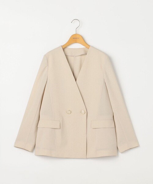 NOLLEY’S（ノーリーズ）の「《セットアップ対応》ウォッシャブルドライトロピカルVネックダブルジャケット（ノーカラージャケット・レディース・ベージュ/ネイビー・38/36）」の19枚目の写真