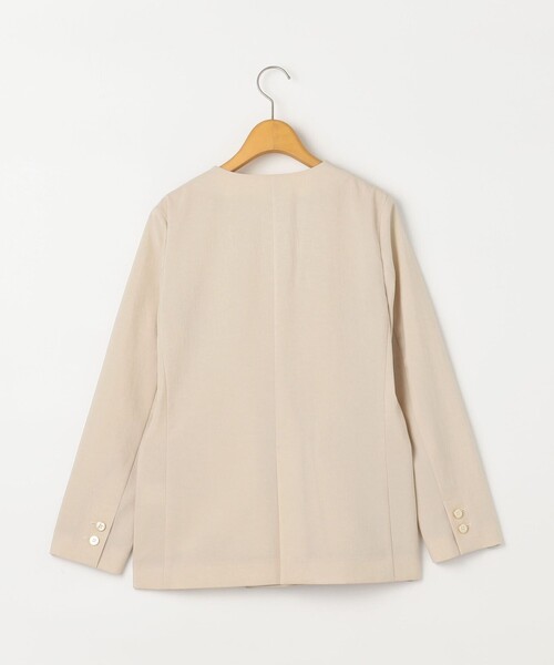 NOLLEY’S（ノーリーズ）の「《セットアップ対応》ウォッシャブルドライトロピカルVネックダブルジャケット（ノーカラージャケット・レディース・ベージュ/ネイビー・38/36）」の20枚目の写真