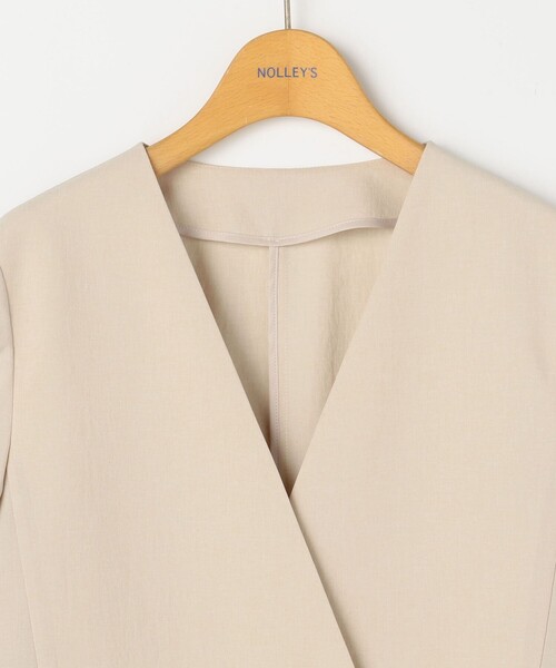 NOLLEY’S（ノーリーズ）の「《セットアップ対応》ウォッシャブルドライトロピカルVネックダブルジャケット（ノーカラージャケット・レディース・ベージュ/ネイビー・38/36）」の21枚目の写真