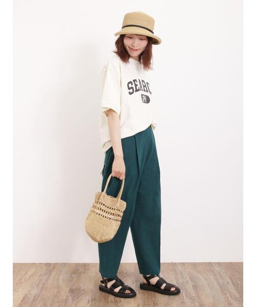 Samansa Mos2（サマンサ モスモス）の「【Lサイズ WEB限定】【接触冷感・抗菌防臭】センタープレステーパードパンツ（その他パンツ・レディース・チャコールグレー/ベージュ/グレー/グリーン・M/L）」の15枚目の写真