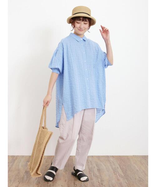 Samansa Mos2（サマンサ モスモス）の「【Lサイズ WEB限定】【接触冷感・抗菌防臭】センタープレステーパードパンツ（その他パンツ・レディース・チャコールグレー/ベージュ/グレー/グリーン・M/L）」の20枚目の写真